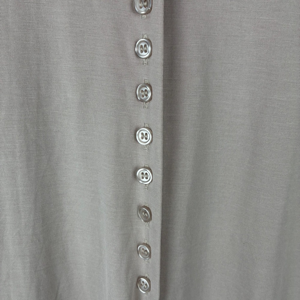 NWT Meshki Anders Dress Women S Taupe Button Front Midi Quiet Luxury Minimalist - Picture 5 of 11